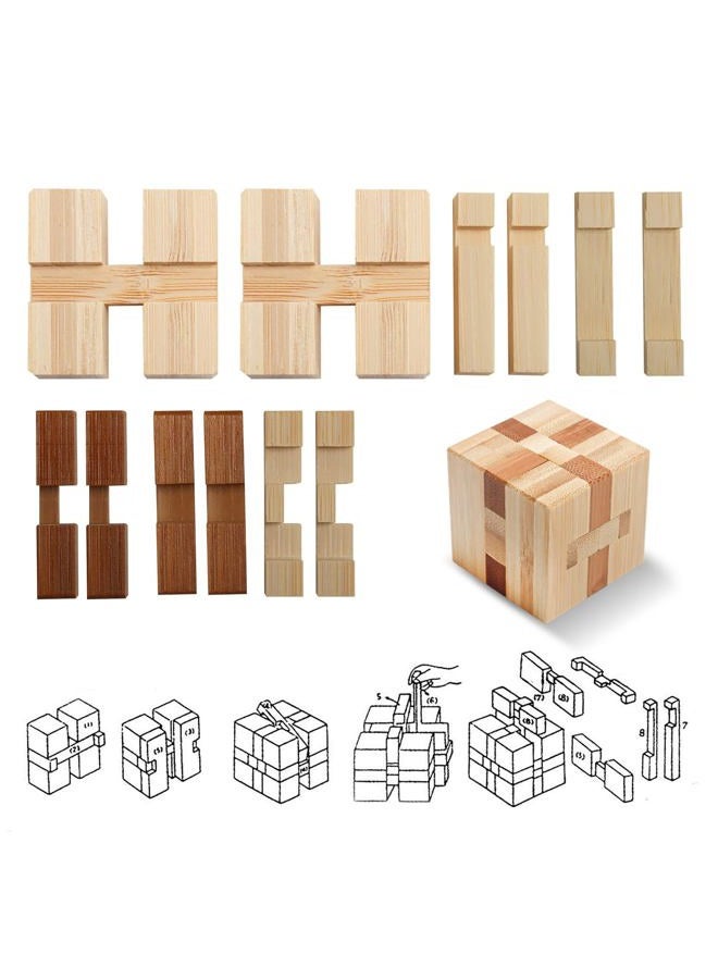 Rich Boxer 4 Pack Wooden Puzzle Games Brain Teasers Toy- 3D Puzzles for Teens and Adults - Wooden Logic Puzzle Wood Snake Cube Magic Cube Magic Ball Brain Teaser Intellectual Removing Assembling Toy - Image 4